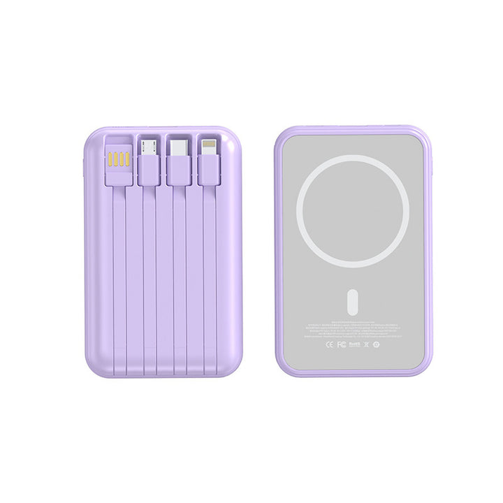Bærbar powerbank med innebygde ladekabler Skanto