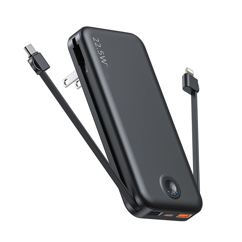 Powerbank med integrert veggkontakt og hurtigladende type-C-funksjon Skanto