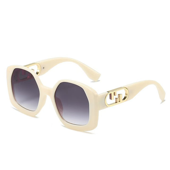 Dame oversized solbriller med ekstravagant geometrisk ramme og elegante detaljer Skanto