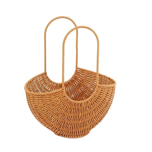 Damer Elegant flettet Rattankurv med dobbel håndtak Skanto