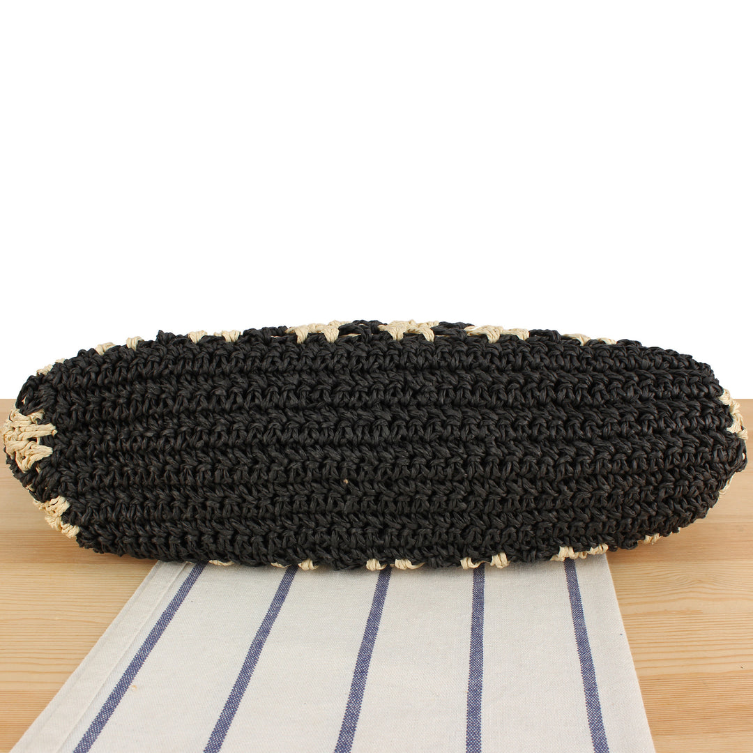 Tote bag with modern stripe pattern made of woven natural material Skanto