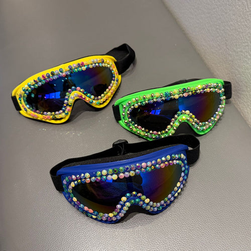 Dame skibrille med glitrende krystallramme Skanto