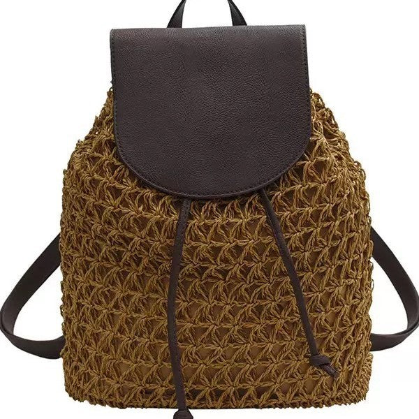 Flettet skulderveske med lærklaff Skanto