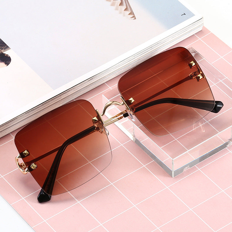 Dame kvadratisk solbrille med elegant metallramme og robuste glass Skanto