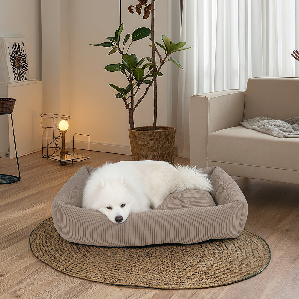 Deluxe ribbet hundeseng
