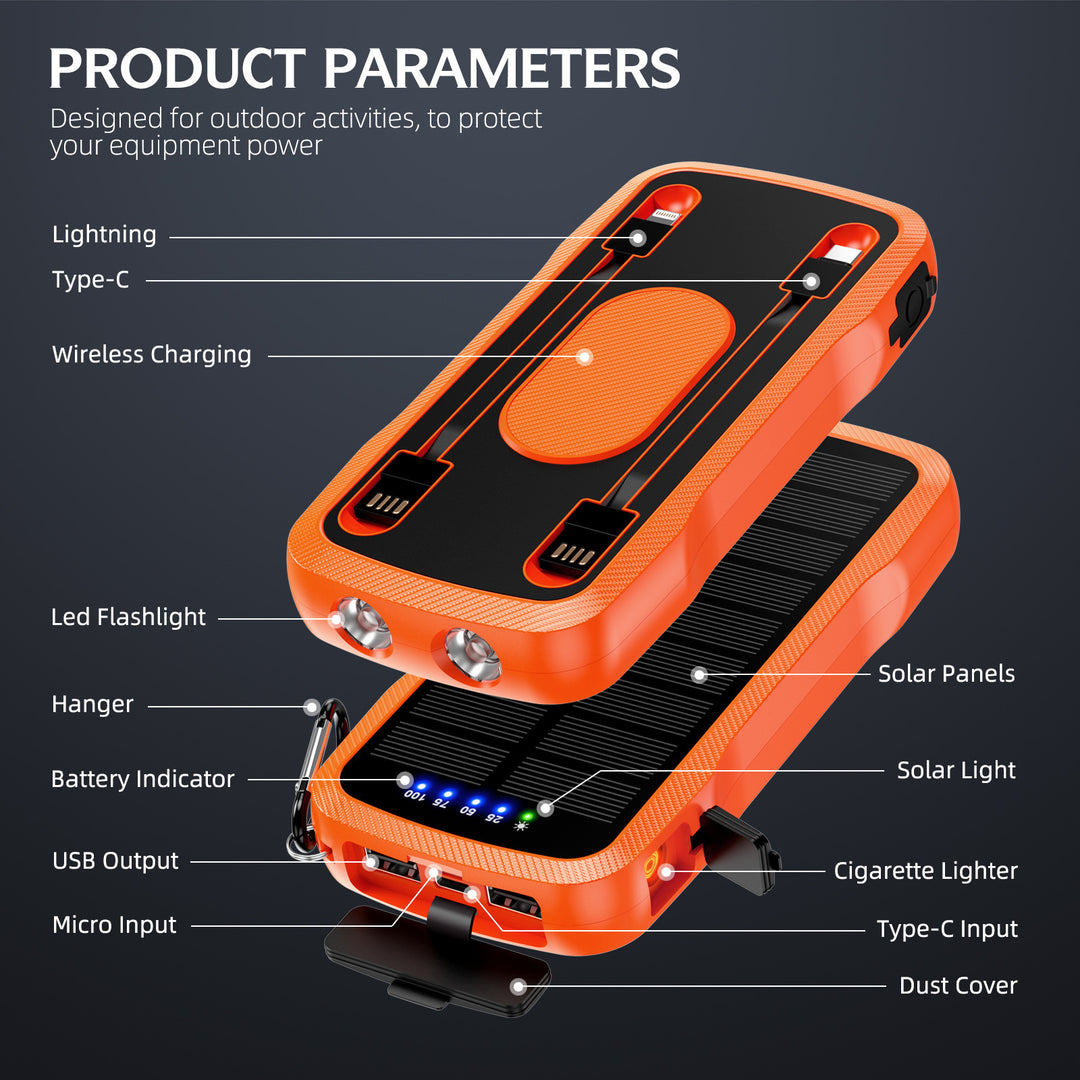 Solar-lader med innebygde USB-porter og LED-lamper Skanto