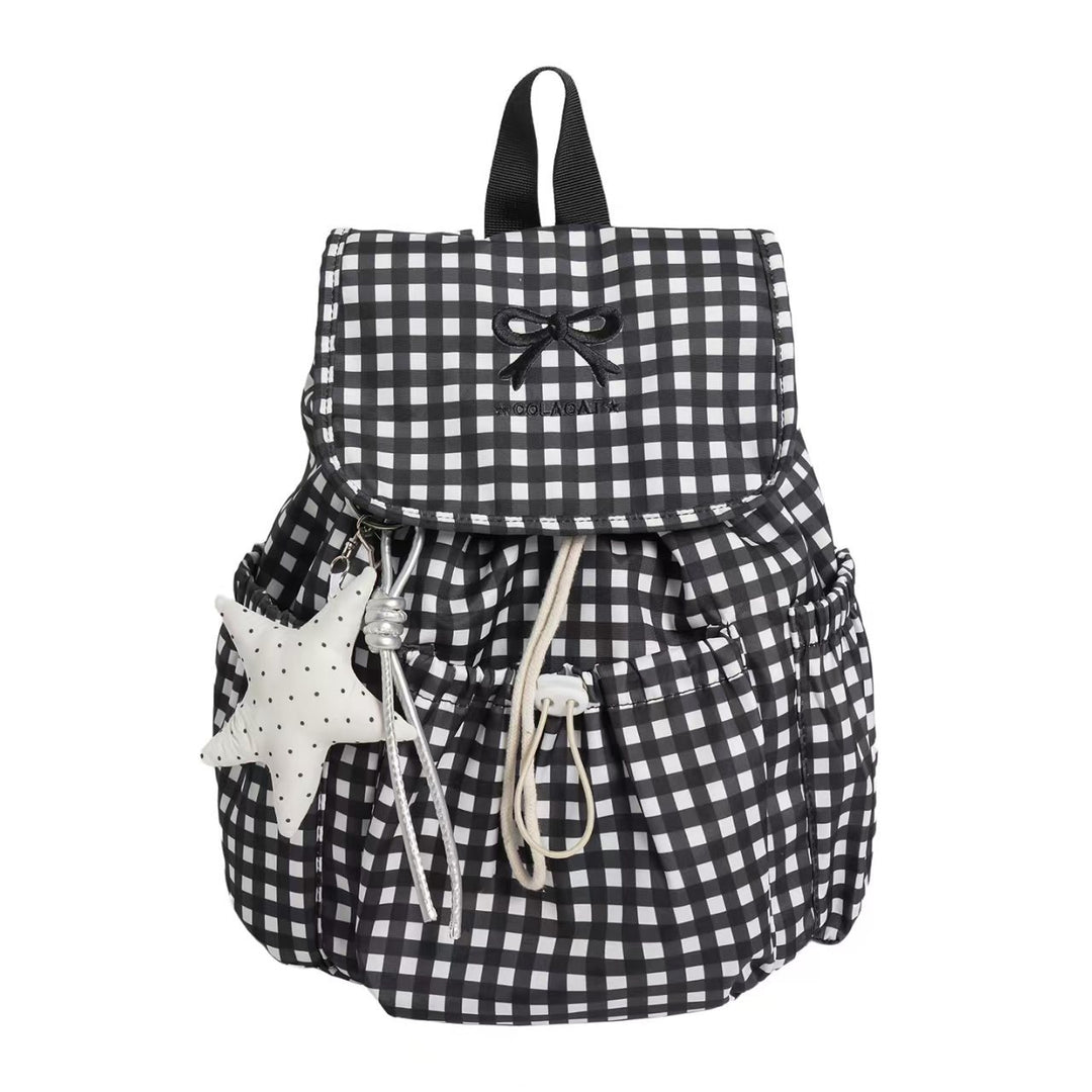 Søt Gingham Print Ryggsekk Skanto