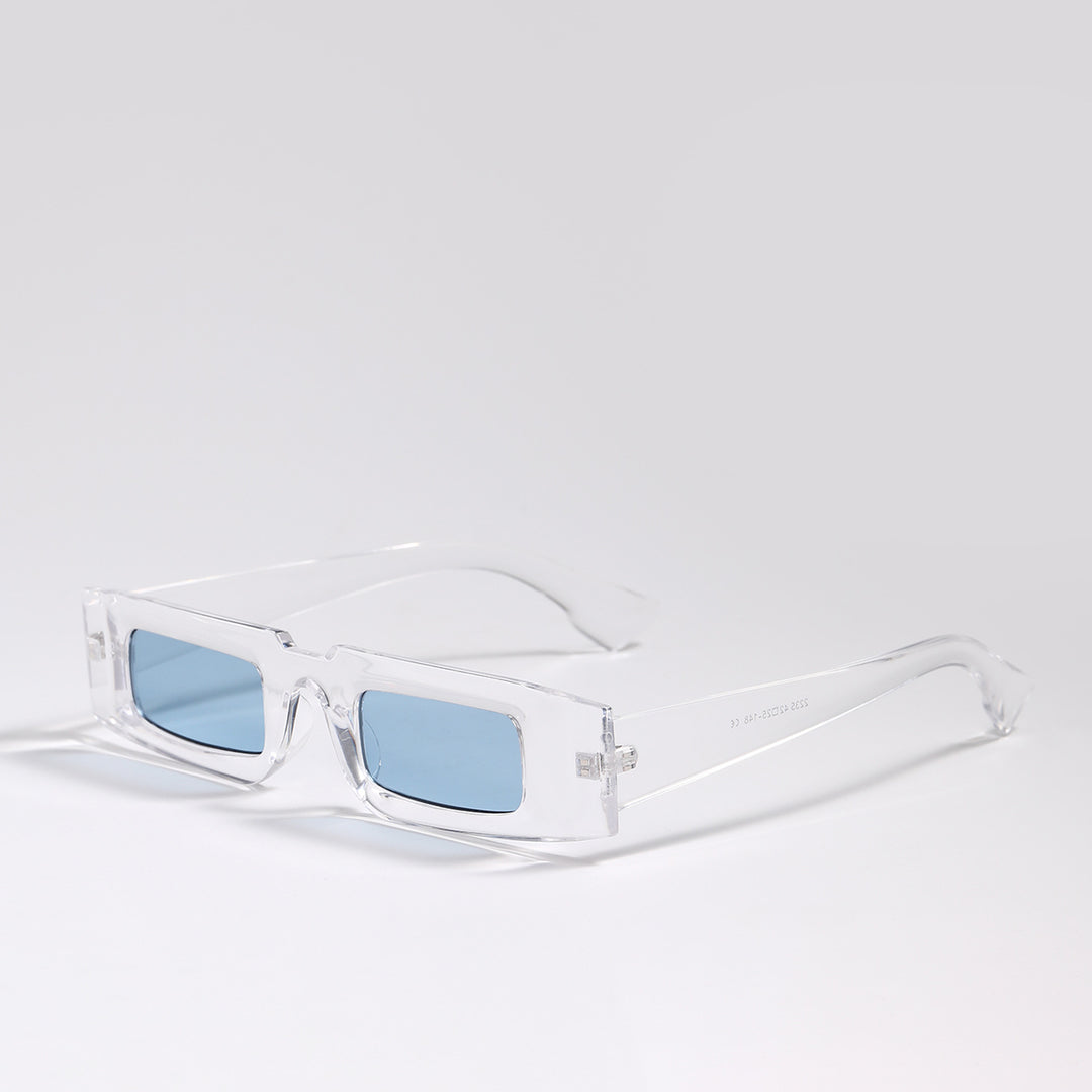 Dame moteriktig geometrisk solbrille med gjennomsiktig ramme og polariserte glass Skanto