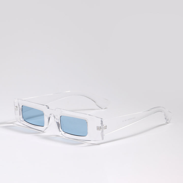 Dame moteriktig geometrisk solbrille med gjennomsiktig ramme og polariserte glass Skanto