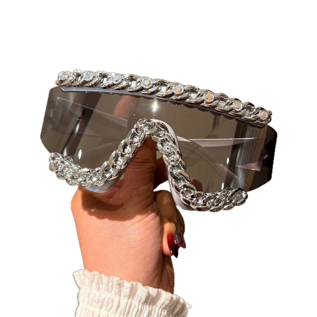 Dame Fashion-solbrille med glamorøse krystallornamenter Skanto