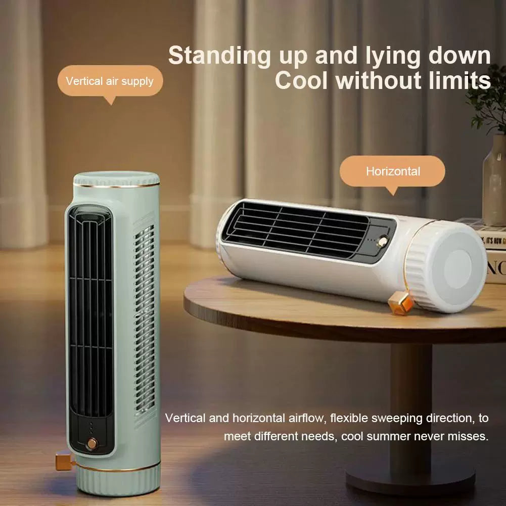Unisex enhetsstørrelse kompakt vertikal skrivebords Breeze-turmventilator med etterfyllbart mini-reservoar, USB-lading og klistremerke-pack Skanto
