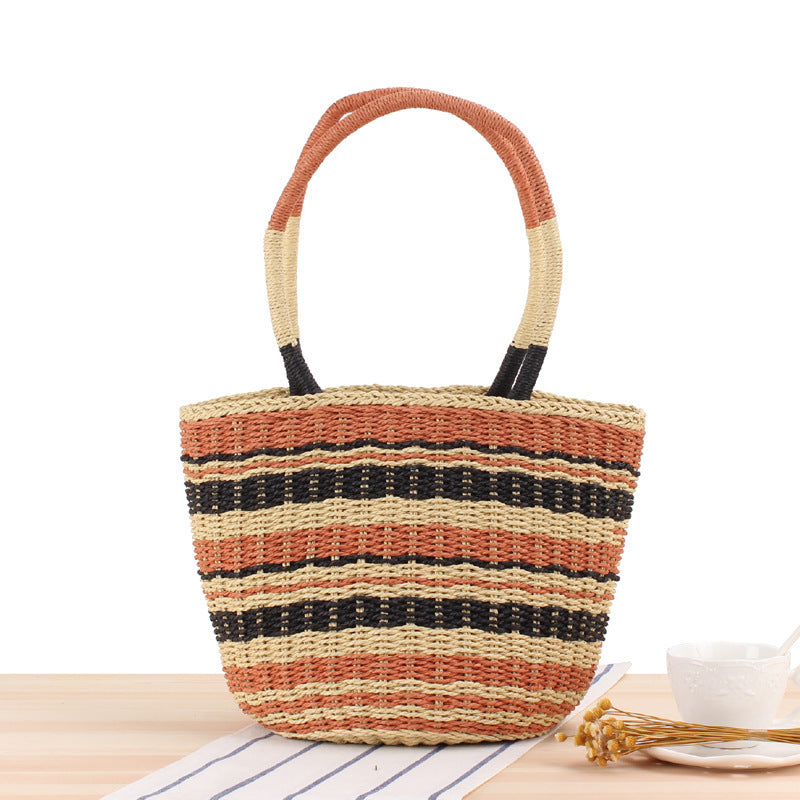 Basket bag with modern stripe pattern Skanto