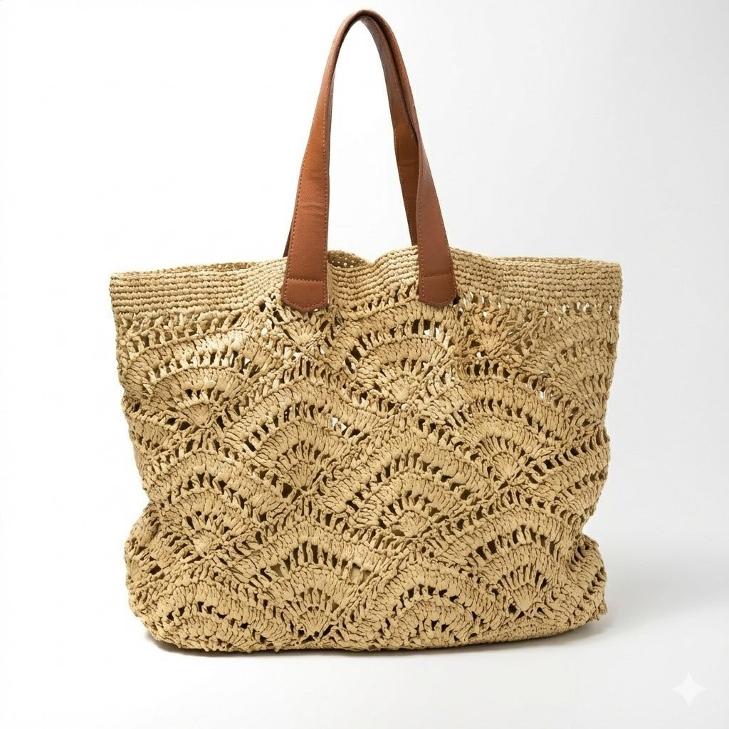 Håndlaget strandveske med elegant bølgedesign Skanto