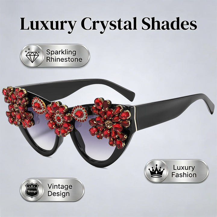Damer ekstravagant dekorert Cat-Eye-solbrille Skanto