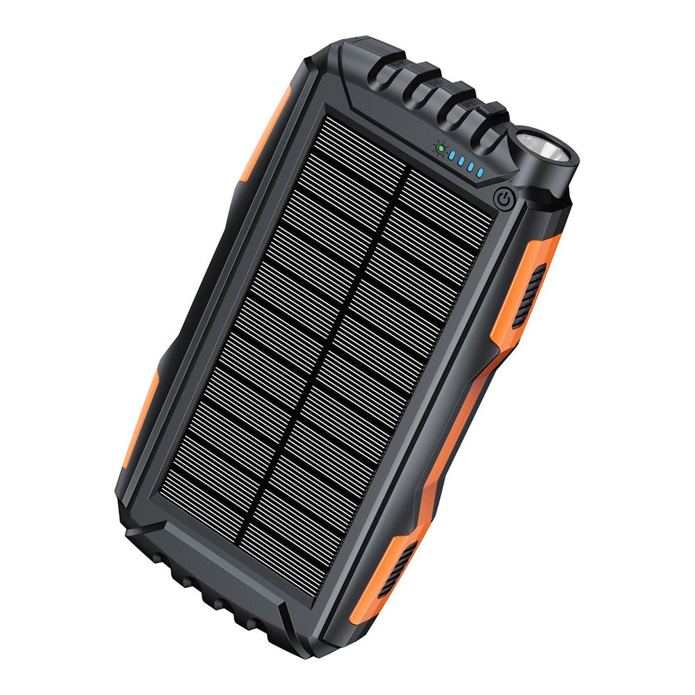Solfdrevet powerbank med LED-lommelykt og robust hus Skanto