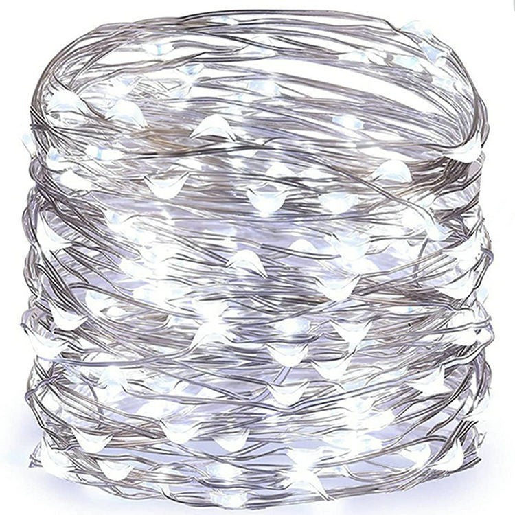 LED Fe Fairy Lights Ultra-Tynn Sølvtråd Batteridrevet Sprutsikker Dekorativ Belysning Skanto