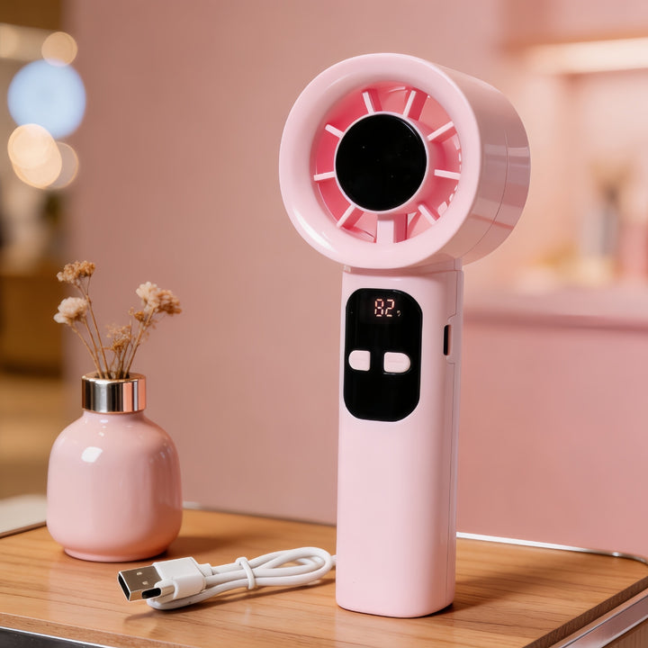 Unisex nan bladløs Mini-Håndvifte med digitalt display og USB-ladefunktion Skanto