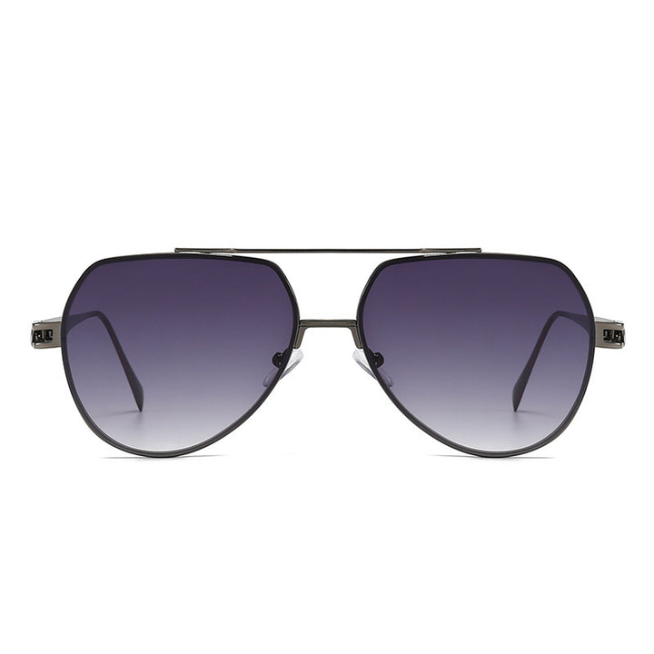 Dame Designer-solbrille i stilfull, bølget metallramme Skanto