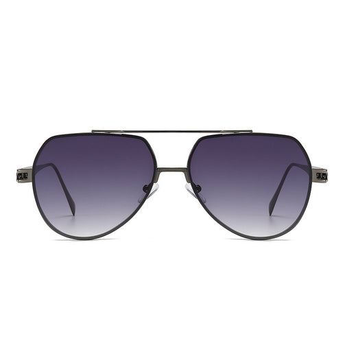 Dame Designer-solbrille i stilfull, bølget metallramme Skanto