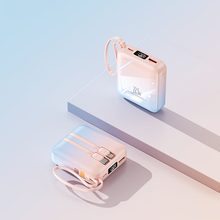 Raskladbar powerbank med integrert kabel Skanto