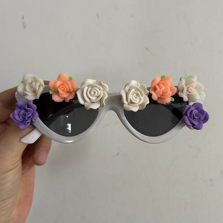 Dame Cat-Eye solbriller med blomsterdekor Skanto