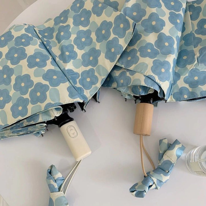 Damen Sammenleggbart paraply med blomsterdesign Skanto