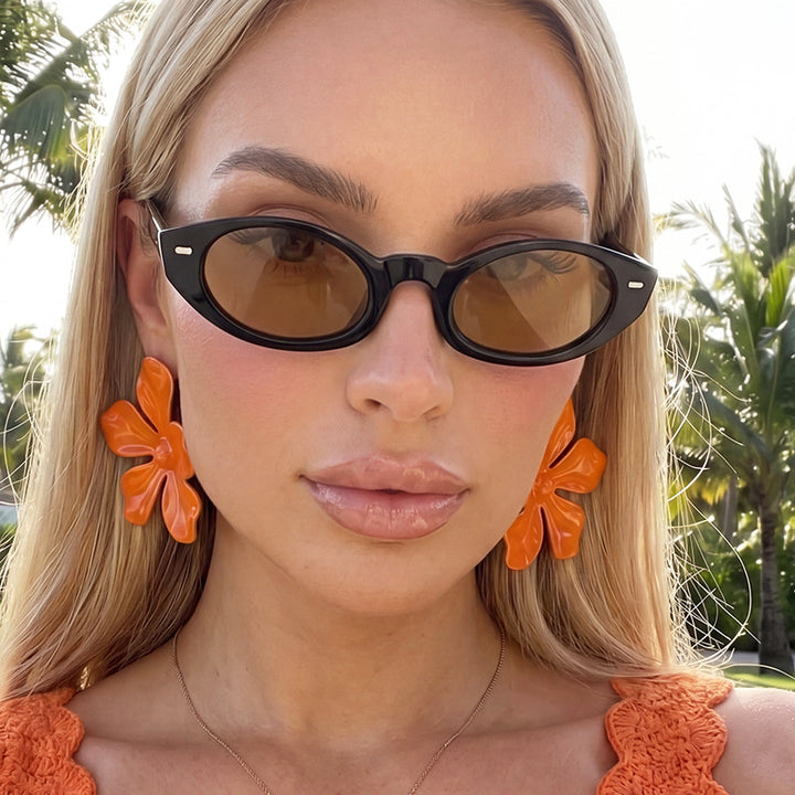 Dame Cat-Eye solbriller med moderne gjennomsiktig ramme Skanto