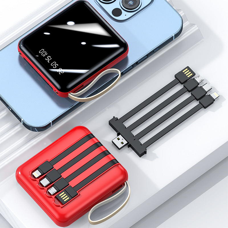 Multifunctional powerbank med innebygd ladekabel Skanto