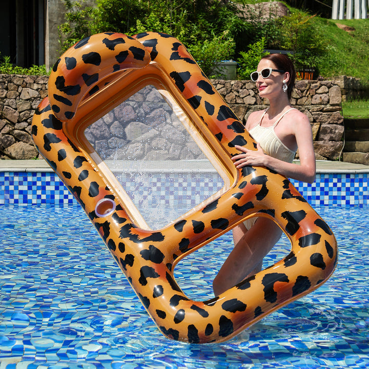 Unisex oppustbar leopard svømmering med integrert drikkholder Skanto