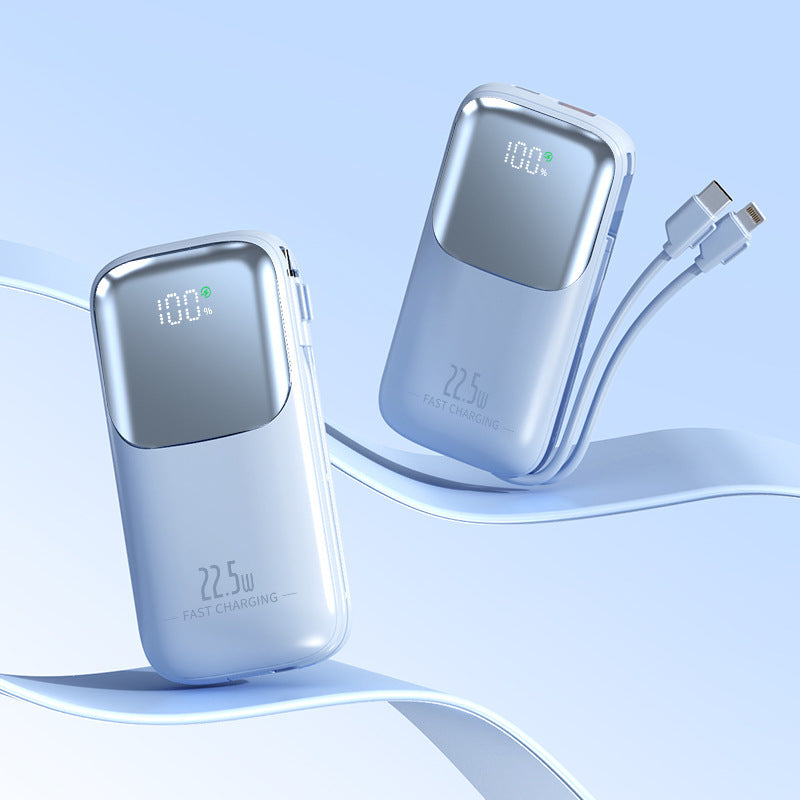 Høyytelses powerbank med intelligent ladeindikator og integrert kabel Skanto