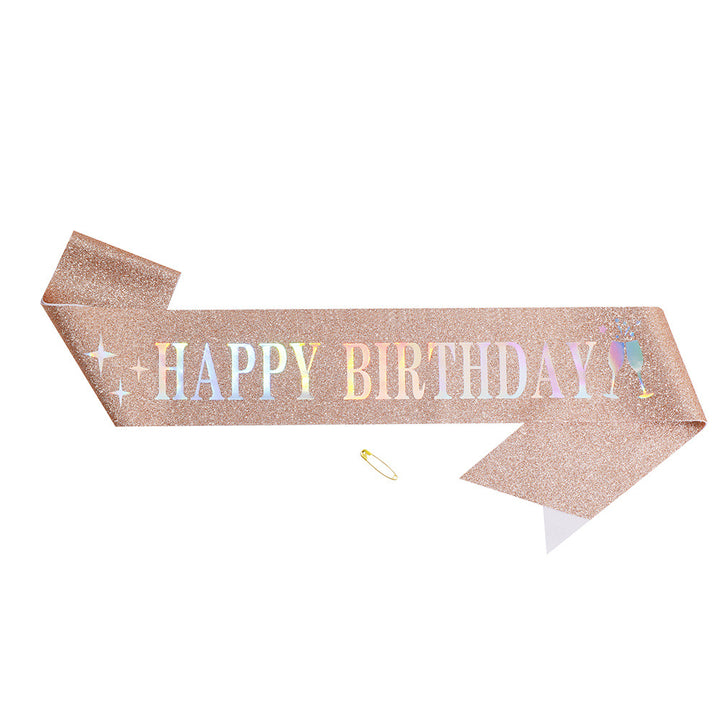 Damer Glitrende Hårbånd med "Happy Birthday"-påskrift Skanto