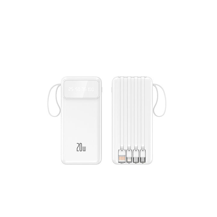 Powerbank med innebygde multifunksjonsladekabler og digital skjerm Skanto