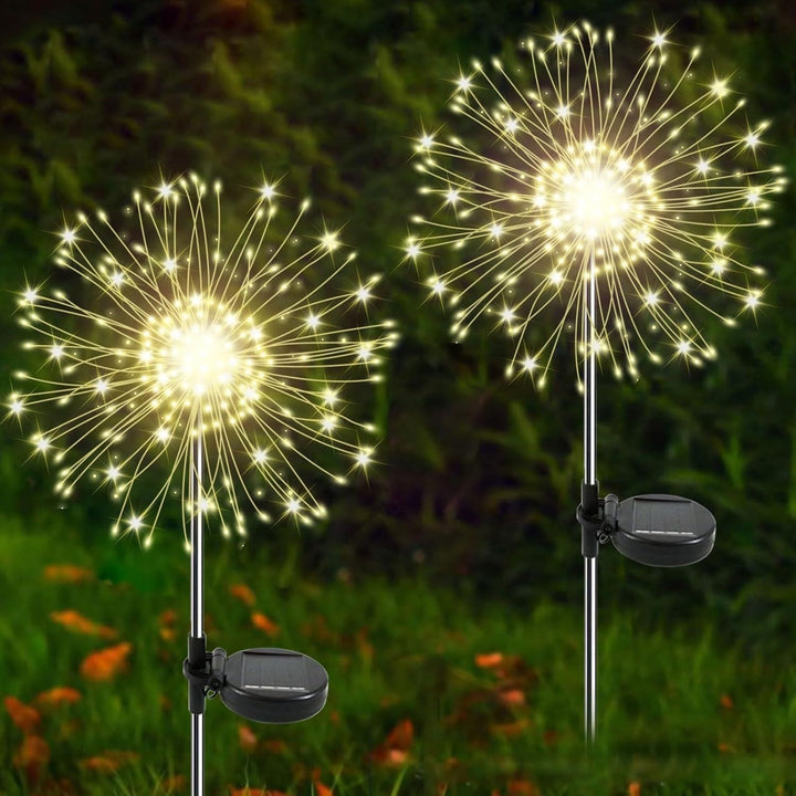 Solar Firework Hage Stake LED Starburst Lys Med Telekopisk Rustfritt Stake Skanto