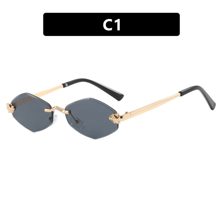 Dame geometrisk solbrille med dobbelt metallramme og beskyttende linser Skanto