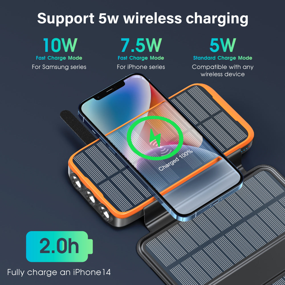 Solar-Powerbank med Trådløs Lading Fra Skanto