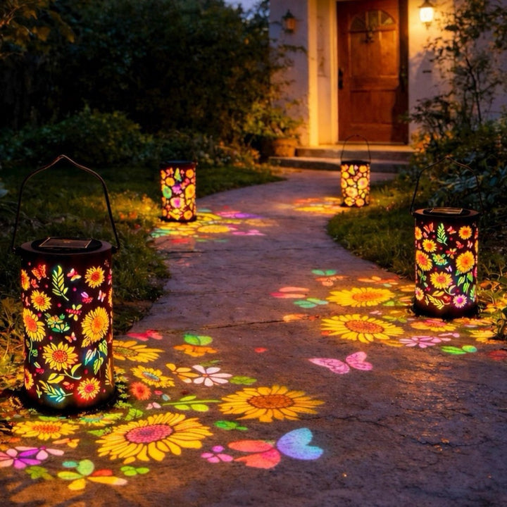 Dekorativ solcelle hage stake lampe med solblomst projeksjon Skanto