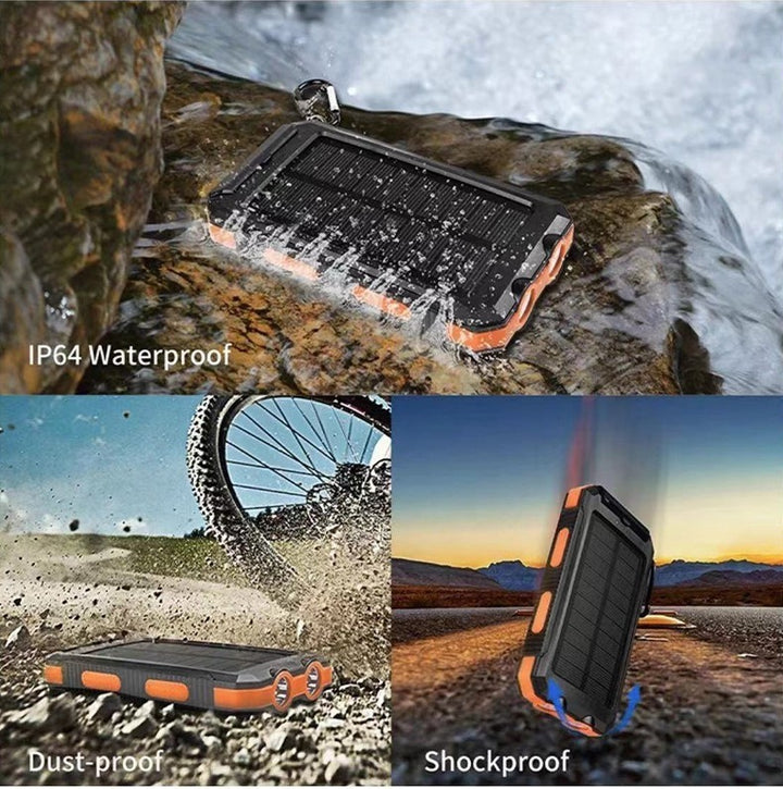 Solcelledrevet powerbank med LED-belysning og innebygd kompass Skanto