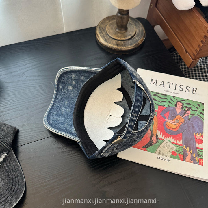Kvinne's Slitt Denim Baseball Caps Skanto 1784084142