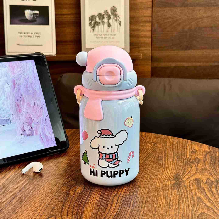 Dame isolert drikkeflaske med sikker klappklaff og leken hundedesign Skanto