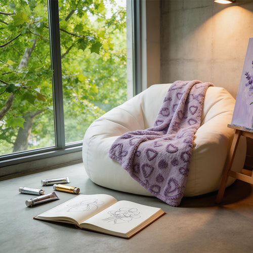 Damer Koselige Fleece-teppe med hjerte-design Skanto