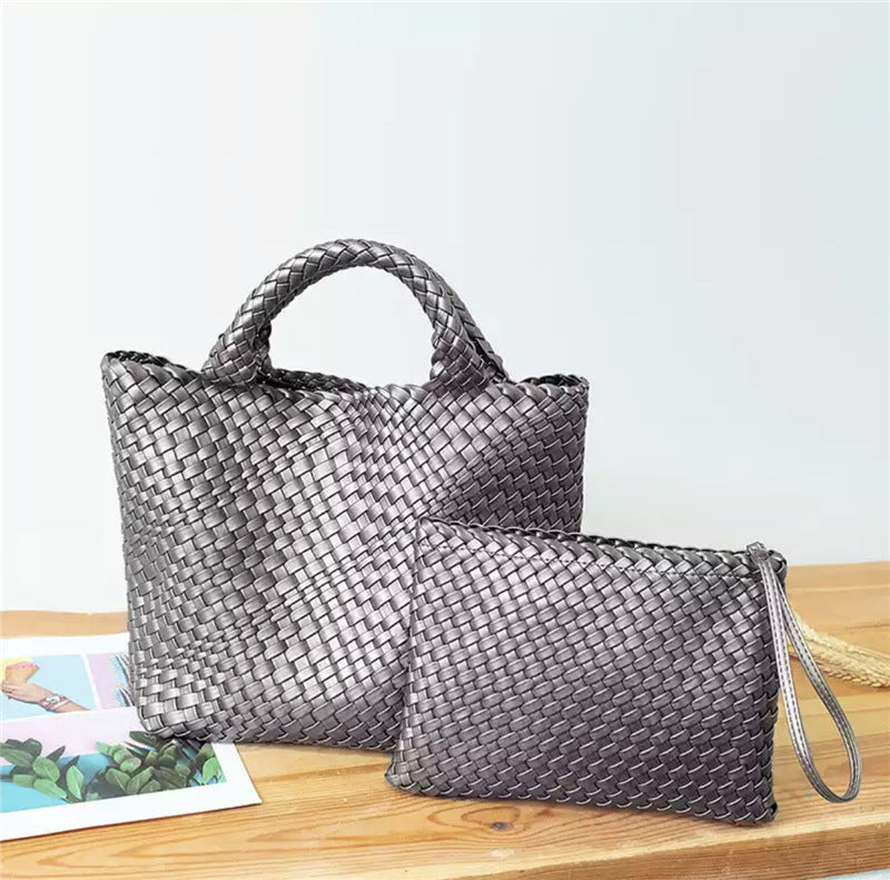 Elegant Flettet Håndveske med Avtagbar Clutch Skanto