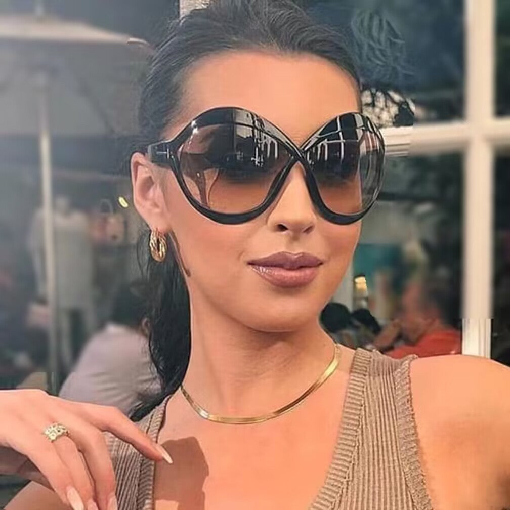 Damer ekstravagante Cat-Eye solbriller med svungen ramme Skanto