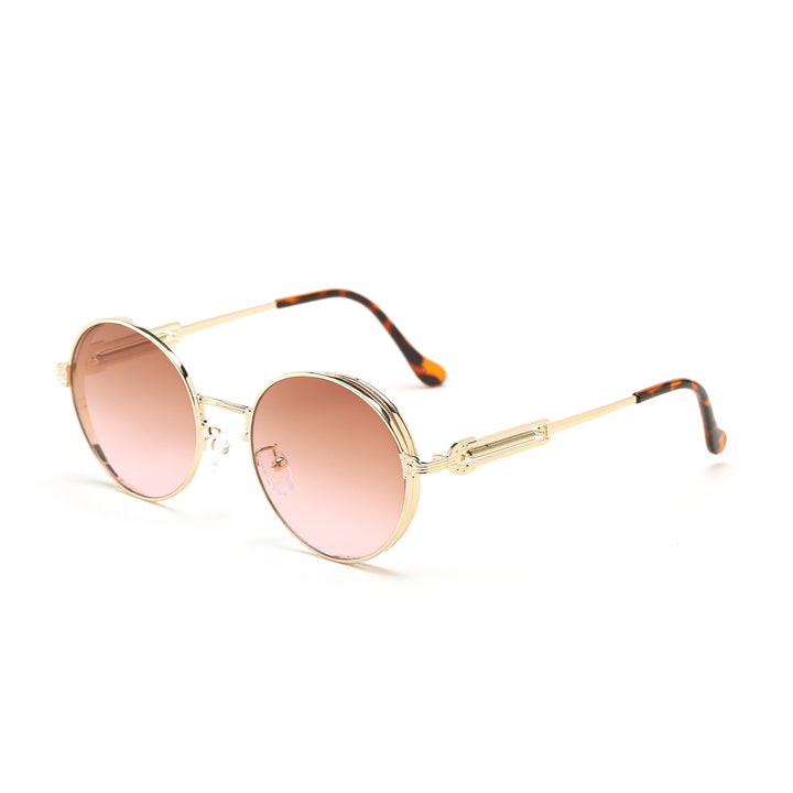 Dame rund Vintage-solbrille med eksklusiv metallramme Skanto
