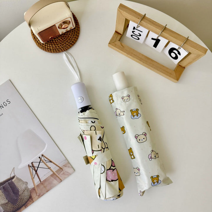 Dame Automatisk Foldeparaply med glade Dyremotiver Skanto