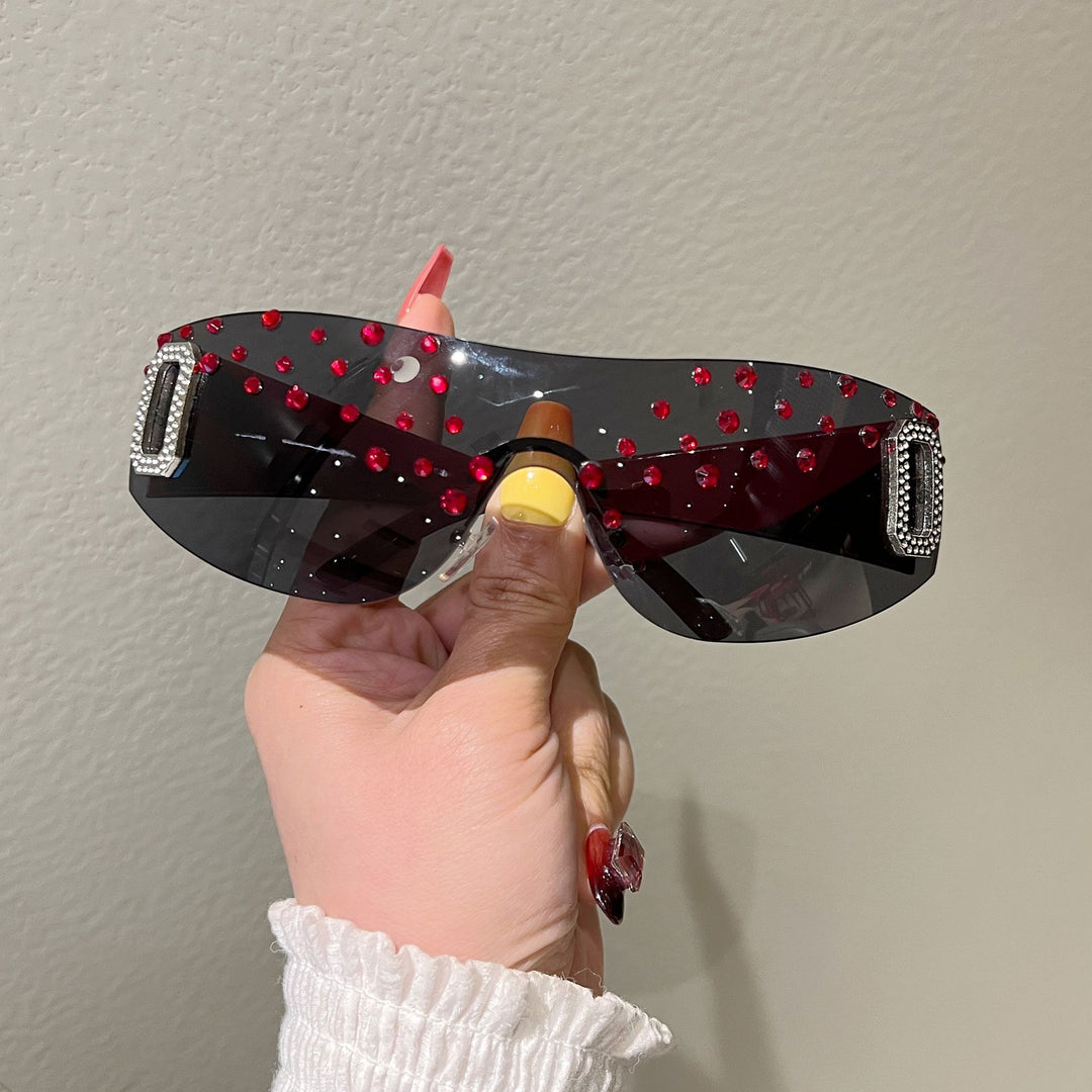 Dame sportlig skibrille med rhinsteinpyntet ramme Skanto
