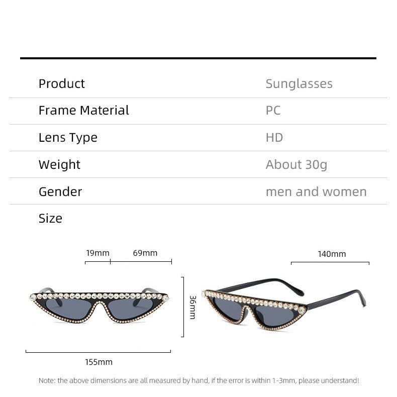 Dame Cat-Eye Solbriller med glitrende steindekor Skanto