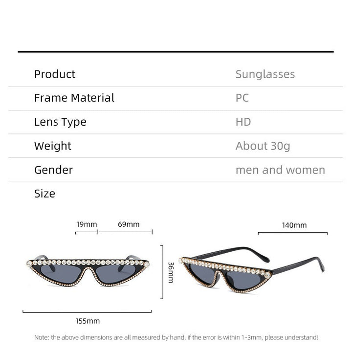 Dame Cat-Eye Solbriller med glitrende steindekor Skanto