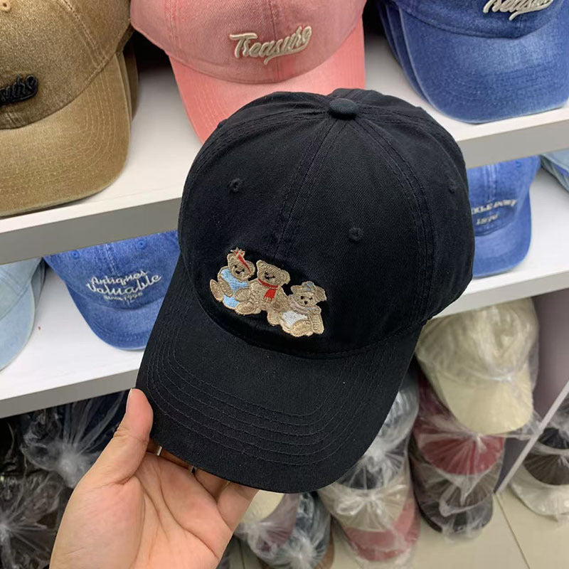 Kvinne Casual Brodert Teddy Bear Baseball Cap Skanto