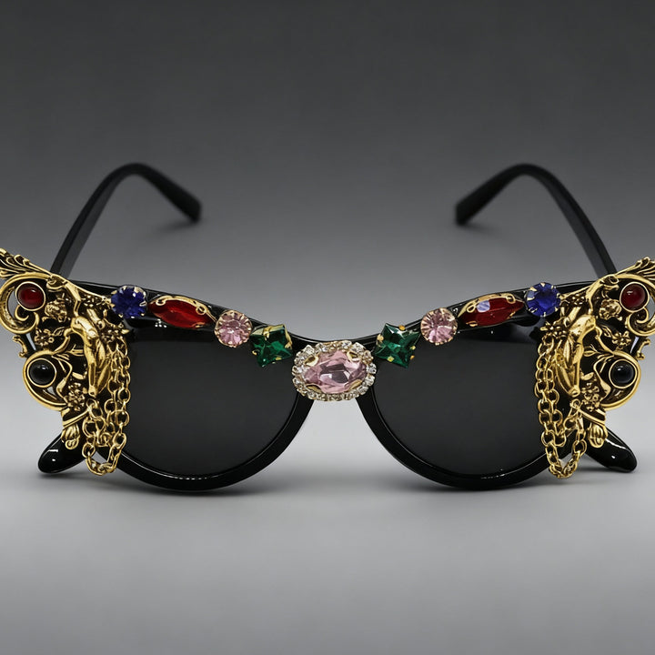 Dame ekstravagant glamour-solbrille med kunstneriske dekorasjoner Skanto