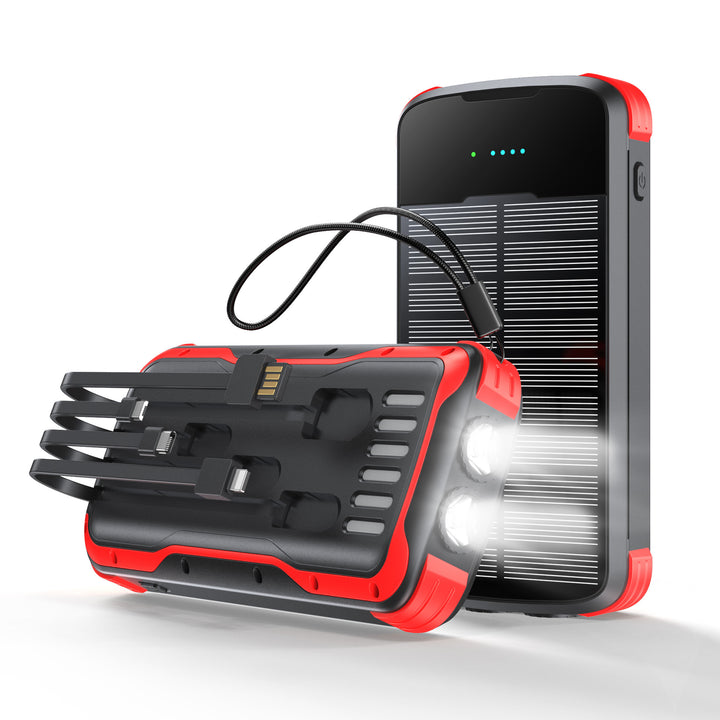 Multifunksjonell sol Powerbank med integrert LED-lampe og flere tilkoblinger Skanto